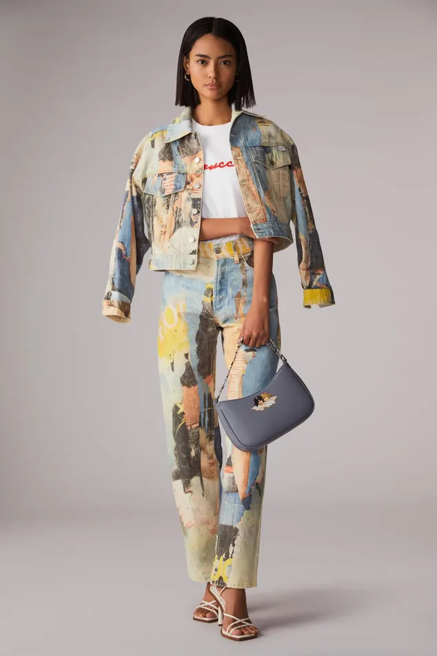 Women Fiorucci Jeans and Denim Graphic Poster Wall Jeans Multi