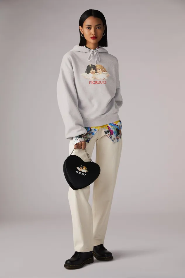 Women Fiorucci Sweatshirts and Hoodies Angels Hoodie Grey