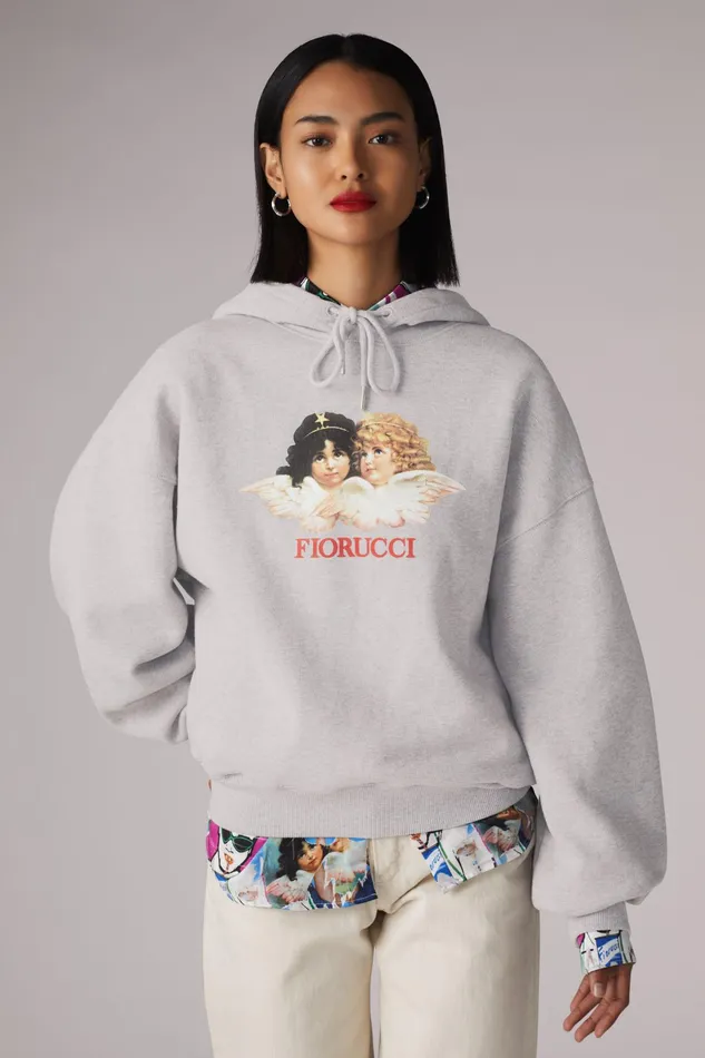 Women Fiorucci Sweatshirts and Hoodies Angels Hoodie Grey Women Fiorucci Sweatshirts and Hoodies Angels Hoodie Grey
