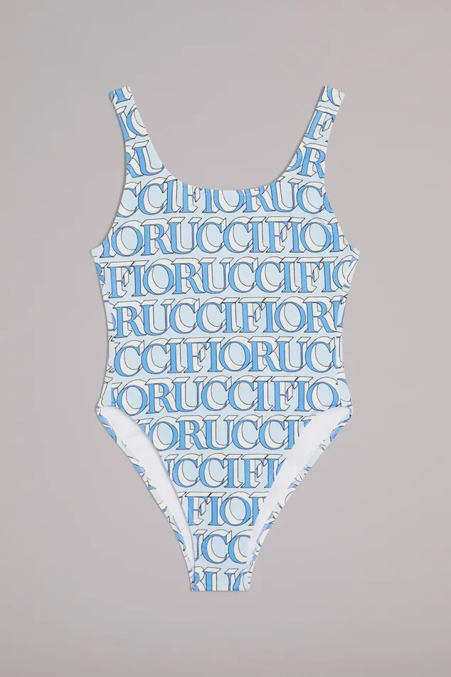 Women Fiorucci Swimwear Monogram Logo Swimsuit Blue Women Fiorucci Swimwear Monogram Logo Swimsuit Blue