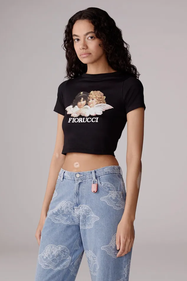 Women Fiorucci TShirts and Tops Angels Baby TShirt Black