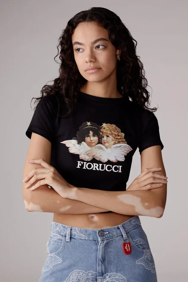 Women Fiorucci TShirts and Tops Angels Baby TShirt Black