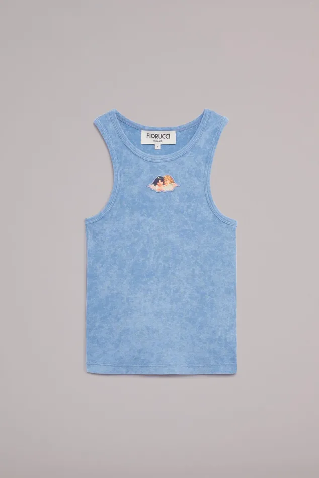 Women Fiorucci TShirts and Tops Icon Angels Vintage Wash Vest Blue