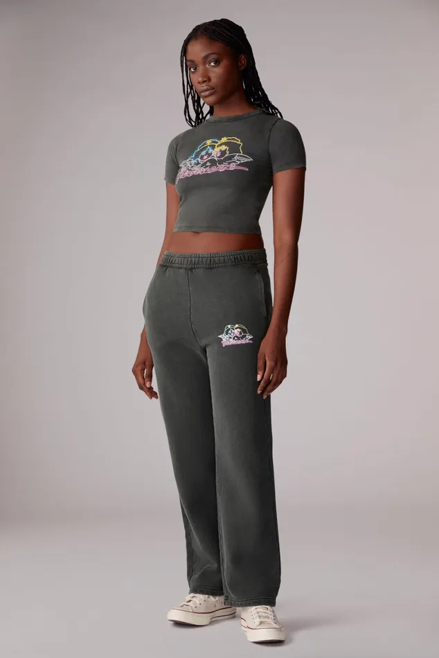 Women Fiorucci TShirts and Tops Neon Angels Baby TShirt Black