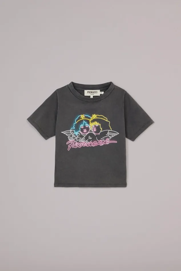 Women Fiorucci TShirts and Tops Neon Angels Baby TShirt Black
