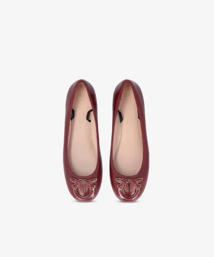 Women Flats Pinko Nappa Leather Ballerinas With Removable Ribbons Burgundy Women Flats Pinko Nappa Leather Ballerinas With Removable Ribbons Burgundy