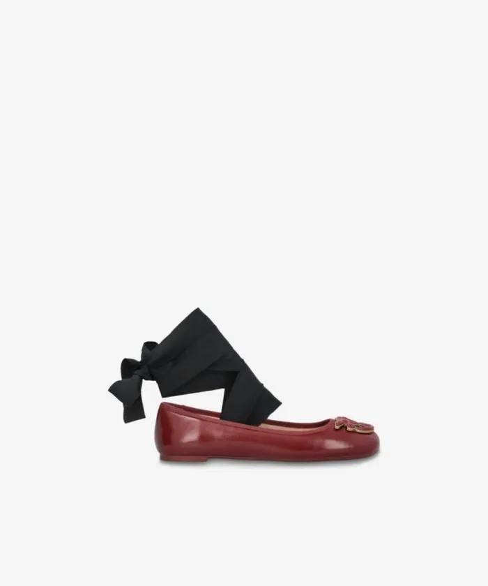 Women Flats Pinko Nappa Leather Ballerinas With Removable Ribbons Burgundy Women Flats Pinko Nappa Leather Ballerinas With Removable Ribbons Burgundy