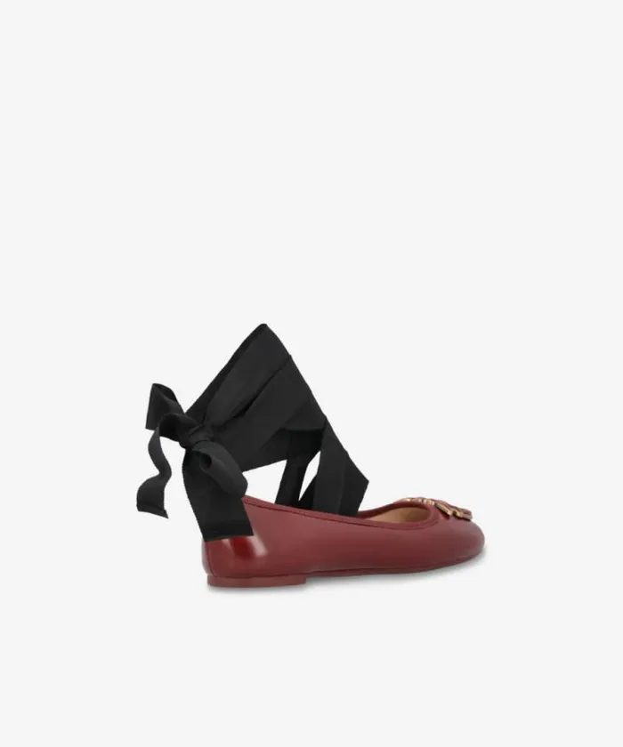 Women Flats Pinko Nappa Leather Ballerinas With Removable Ribbons Burgundy Women Flats Pinko Nappa Leather Ballerinas With Removable Ribbons Burgundy