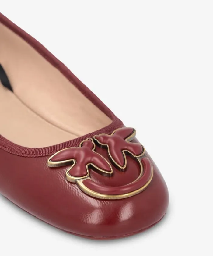 Women Flats Pinko Nappa Leather Ballerinas With Removable Ribbons Burgundy Women Flats Pinko Nappa Leather Ballerinas With Removable Ribbons Burgundy