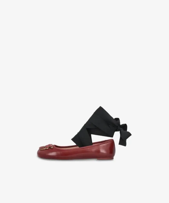 Women Flats Pinko Nappa Leather Ballerinas With Removable Ribbons Burgundy Women Flats Pinko Nappa Leather Ballerinas With Removable Ribbons Burgundy