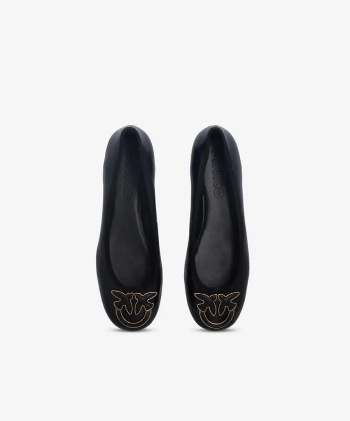 Women Flats Pinko Nappa Leather Ballerinas With Removable Ribbons Limo Black Women Flats Pinko Nappa Leather Ballerinas With Removable Ribbons Limo Black
