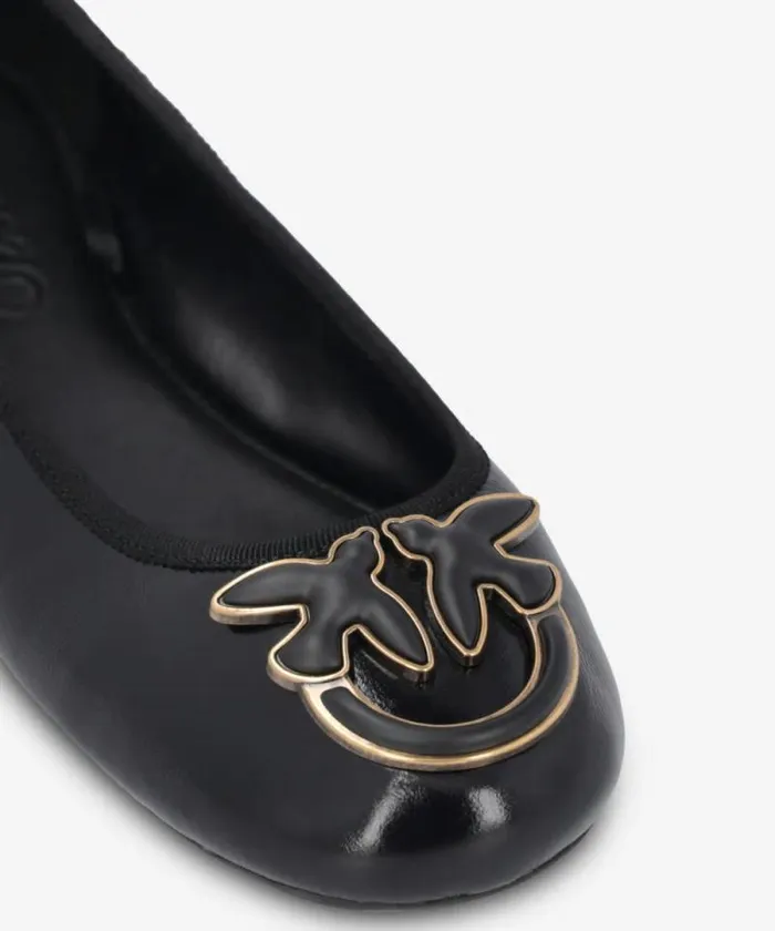 Women Flats Pinko Nappa Leather Ballerinas With Removable Ribbons Limo Black Women Flats Pinko Nappa Leather Ballerinas With Removable Ribbons Limo Black