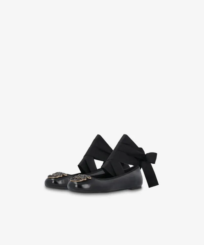 Women Flats Pinko Nappa Leather Ballerinas With Removable Ribbons Limo Black Women Flats Pinko Nappa Leather Ballerinas With Removable Ribbons Limo Black