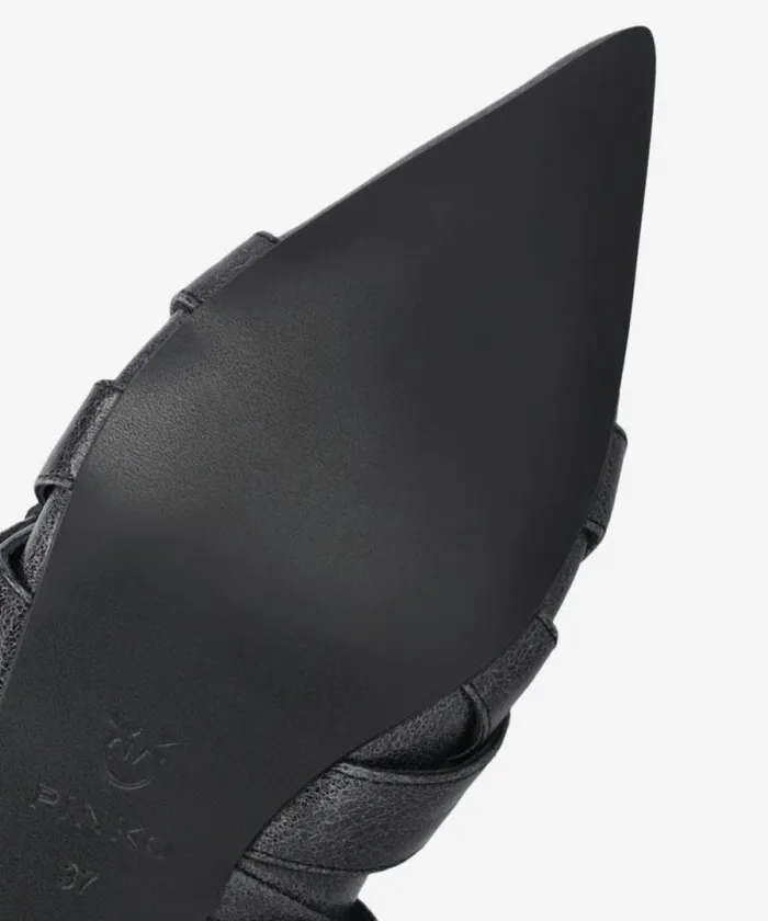 Women Flats Pinko Slingback Leather Ballerinas With Crisscrossing Straps Limo Black Women Flats Pinko Slingback Leather Ballerinas With Crisscrossing Straps Limo Black