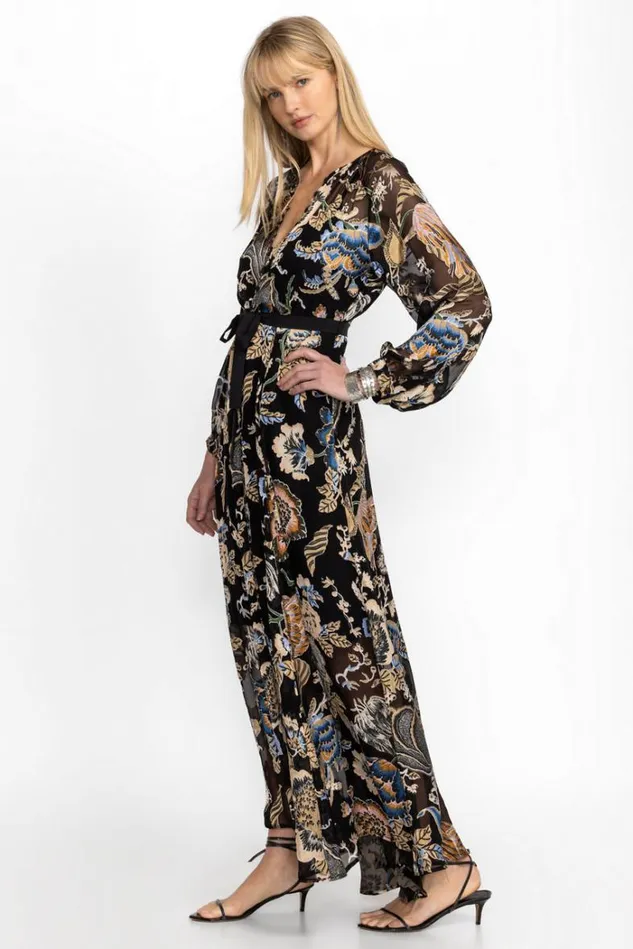 Women FLORAL BURNOUT CHIFFON DRESS Black Johnny Was Dresses Women FLORAL BURNOUT CHIFFON DRESS Black Johnny Was Dresses