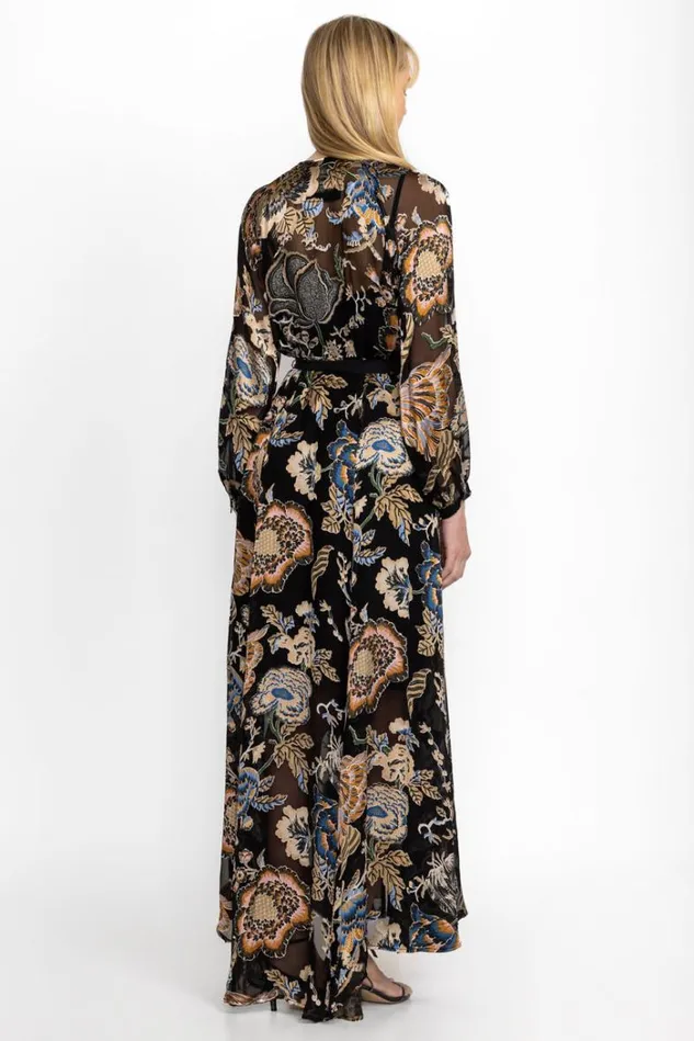 Women FLORAL BURNOUT CHIFFON DRESS Black Johnny Was Dresses Women FLORAL BURNOUT CHIFFON DRESS Black Johnny Was Dresses