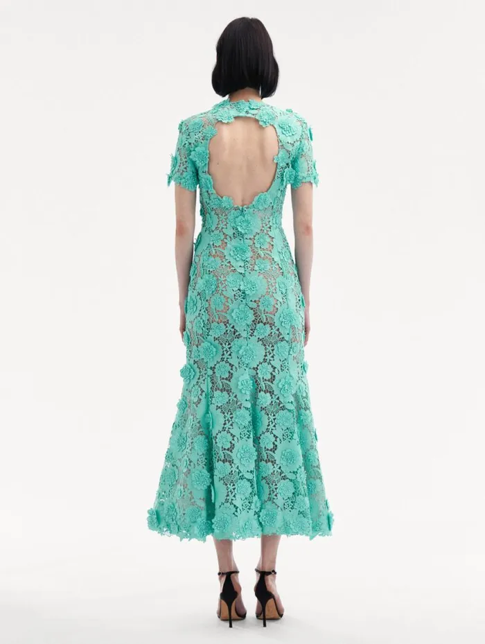 Women Floral Guipure Cocktail Dress Soft Mint Oscar De La Renta Dresses Women Floral Guipure Cocktail Dress Soft Mint Oscar De La Renta Dresses