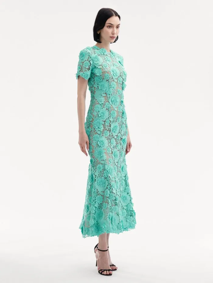 Women Floral Guipure Cocktail Dress Soft Mint Oscar De La Renta Dresses Women Floral Guipure Cocktail Dress Soft Mint Oscar De La Renta Dresses