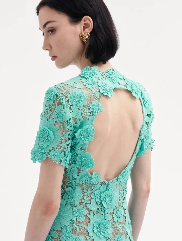 Women Floral Guipure Cocktail Dress Soft Mint Oscar De La Renta Dresses Women Floral Guipure Cocktail Dress Soft Mint Oscar De La Renta Dresses