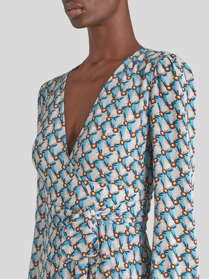 Women Floral Print Wrap Dress Etro Dresses