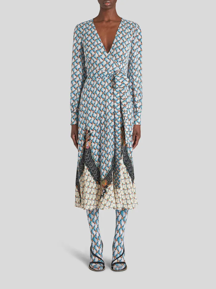 Women Floral Print Wrap Dress Etro Dresses