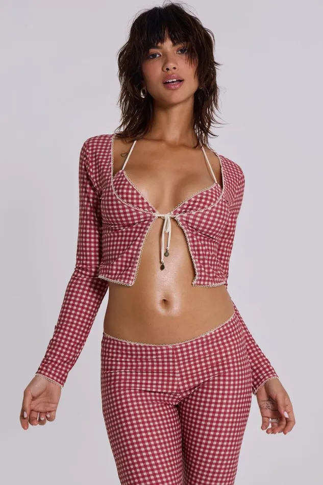 Women Freda Gingham Swim Cardigan Top Jaded London CoOrds