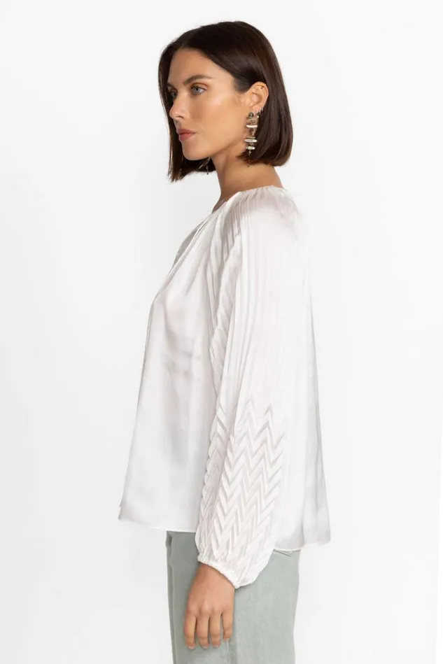 Women GEMMA PLEATED BLOUSE White Johnny Was Tops Women GEMMA PLEATED BLOUSE White Johnny Was Tops