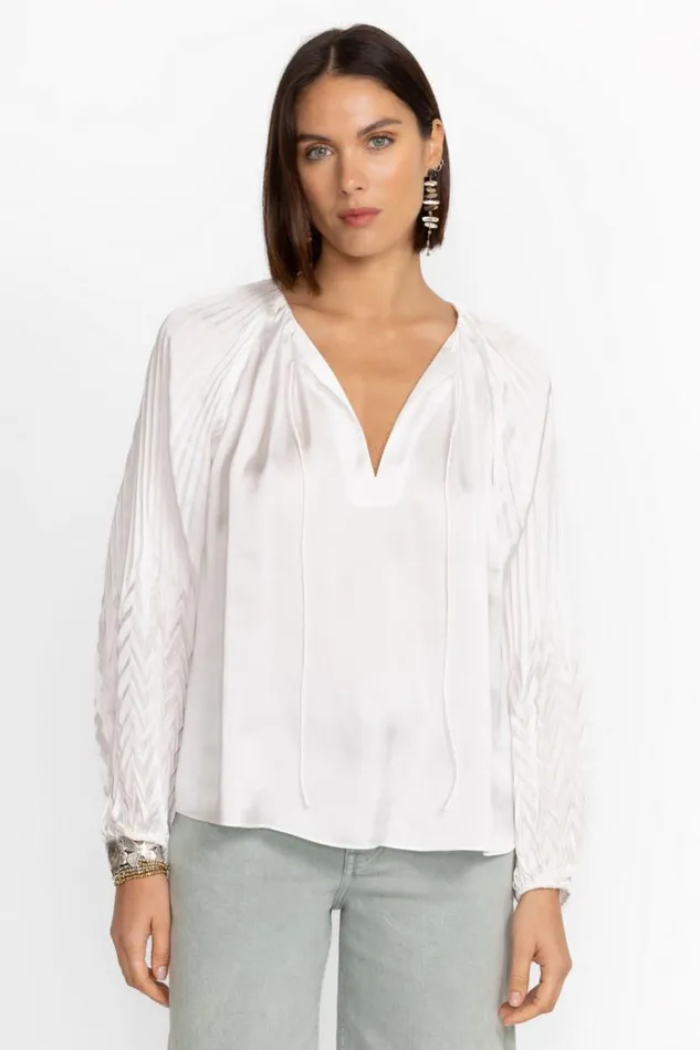 Women GEMMA PLEATED BLOUSE White Johnny Was Tops Women GEMMA PLEATED BLOUSE White Johnny Was Tops