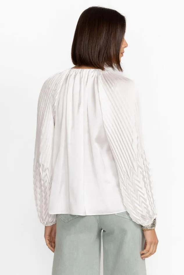 Women GEMMA PLEATED BLOUSE White Johnny Was Tops Women GEMMA PLEATED BLOUSE White Johnny Was Tops