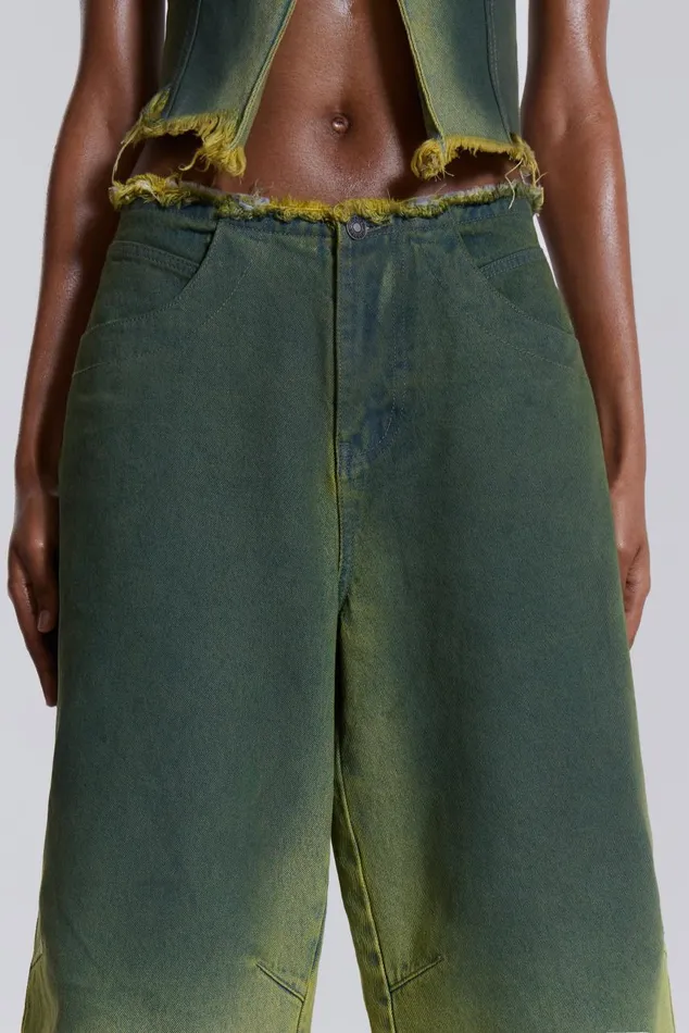 Women Green Washed Denim Jorts Jaded London CoOrds