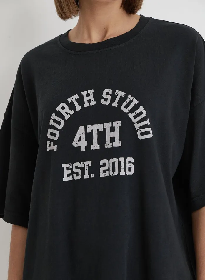 Women Grey Acid Wash Oversized Distressed Slogan TShirt Finn 4th and Reckless Athleisure