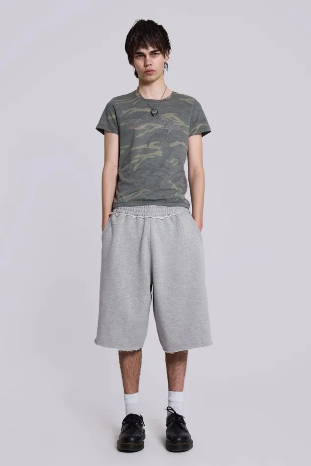 Women Grey Marl Colossus Jersey Shorts Jaded London Shorts and Jorts