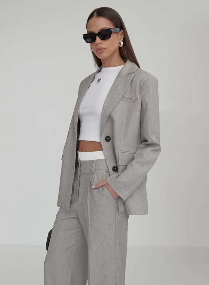 Women Grey PVE Tailored Oversized Blazer Taylor 4th and Reckless Blazers