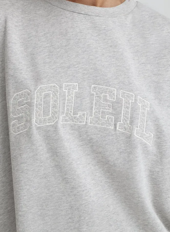 Women Grey Soleil Embroidered TShirt Soleil 4th and Reckless Tops