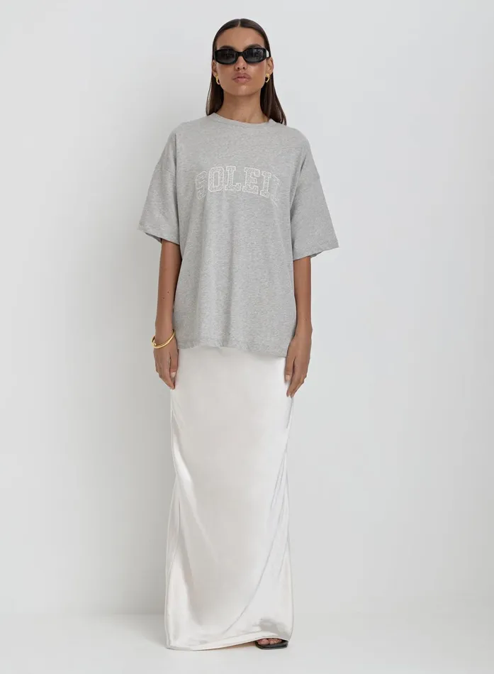 Women Grey Soleil Embroidered TShirt Soleil 4th and Reckless Tops