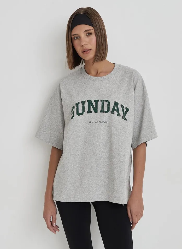 Women Grey Sunday Distressed Slogan Oversized TShirt Scarlett 4th and Reckless Athleisure Women Grey Sunday Distressed Slogan Oversized TShirt Scarlett 4th and Reckless Athleisure