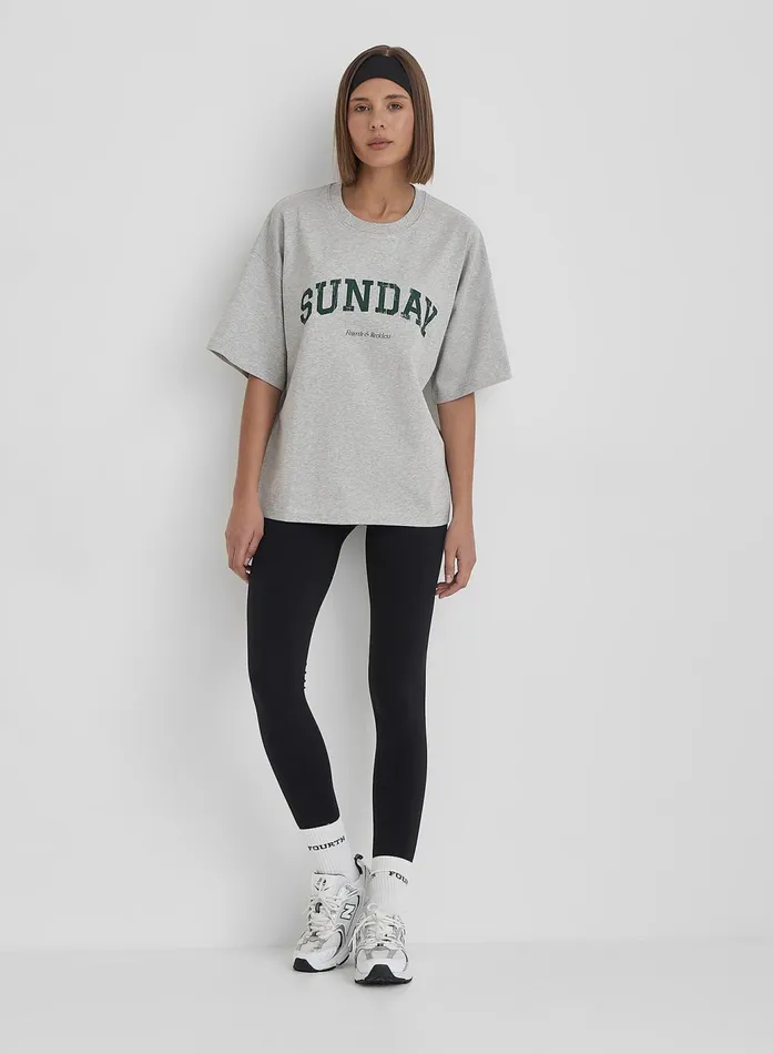 Women Grey Sunday Distressed Slogan Oversized TShirt Scarlett 4th and Reckless Athleisure
