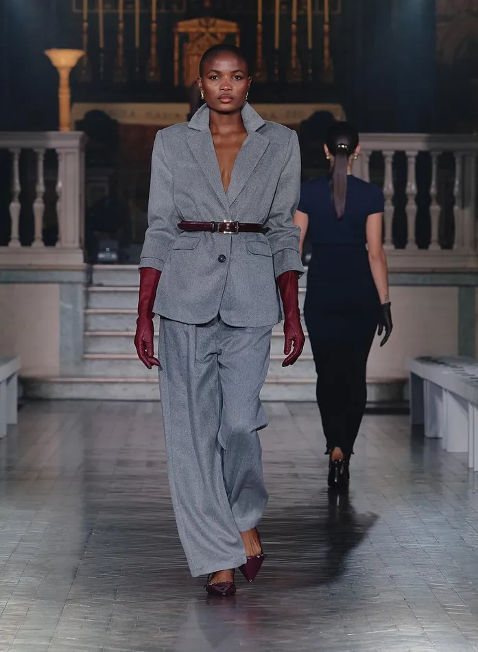 Women Grey Wool Tailored Straight Leg Trouser Gabbi 4th and Reckless Pants