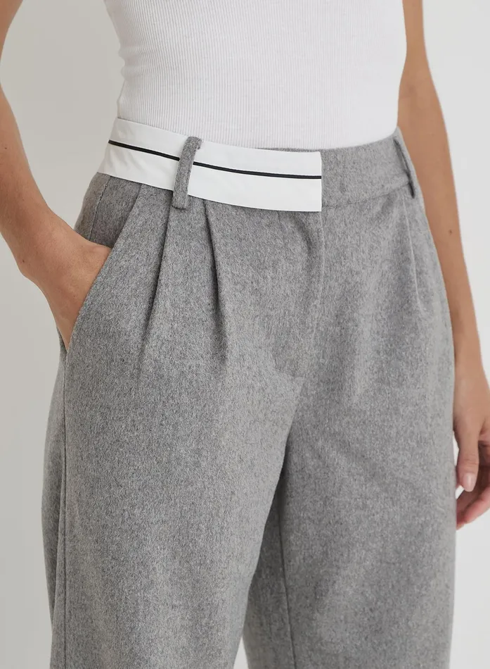 Women Grey Wool Tailored Straight Leg Trouser Gabbi 4th and Reckless Pants
