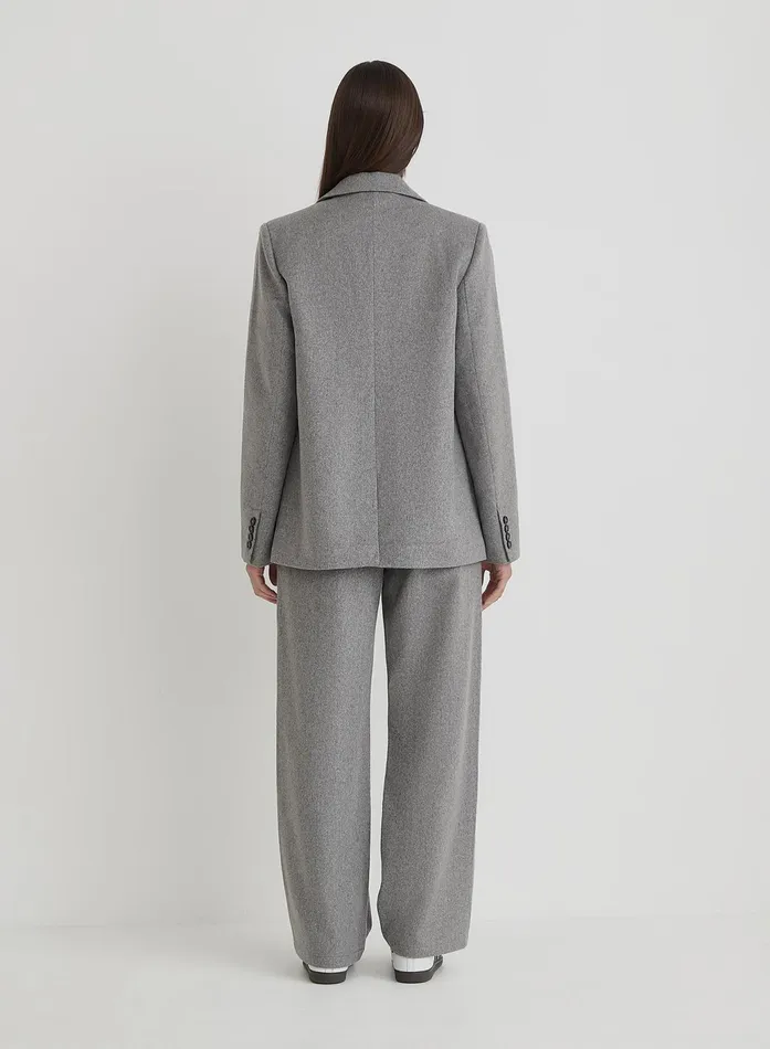 Women Grey Wool Tailored Straight Leg Trouser Gabbi 4th and Reckless Pants