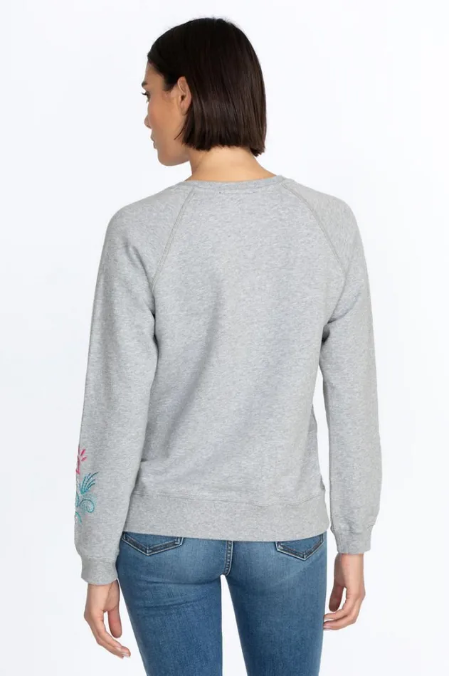 Women Hamptons Raglan Sweatshirt Light Heather Gray Johnny Was Tops Women Hamptons Raglan Sweatshirt Light Heather Gray Johnny Was Tops