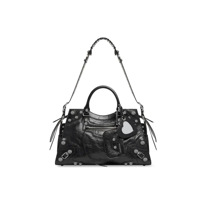 Women Handbags Balenciaga Neo Cagole City Handbag With Rhinestones In Black