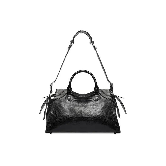 Women Handbags Balenciaga Neo Cagole City Handbag With Rhinestones In Black