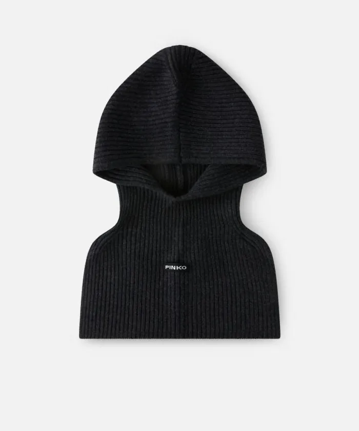 Women Hats Pinko Ribbed Balaclava Beanie Darkgrey