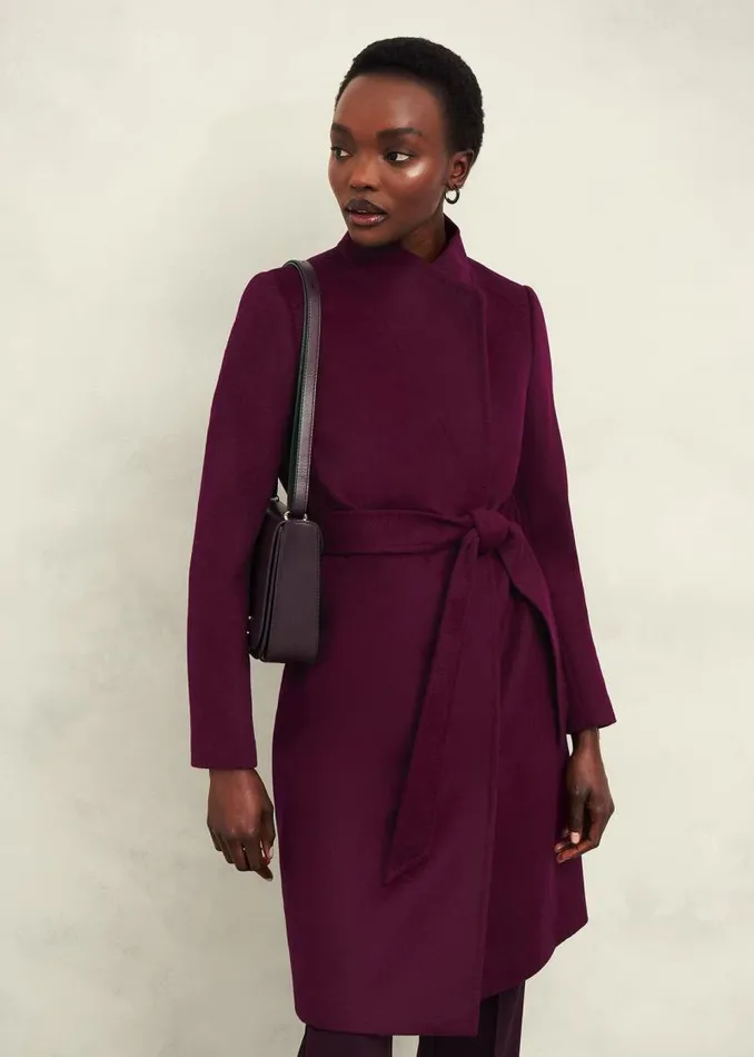 Women HOBBS Coats and Jackets Cristie Wool Coat Warm Plum