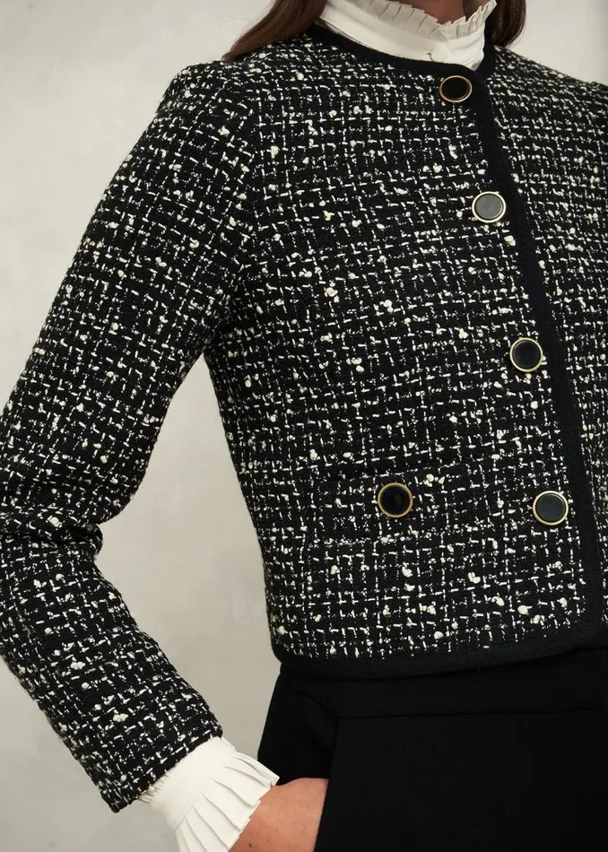 Women HOBBS Coats and Jackets Emilia Tweed Jacket Black Ivory