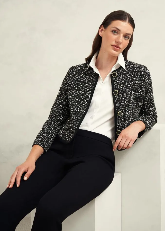 Women HOBBS Coats and Jackets Emilia Tweed Jacket Black Ivory
