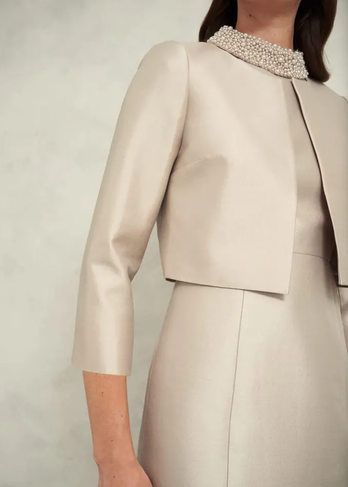 Women HOBBS Coats and Jackets Katherine Wool Silk Jacket Oyster