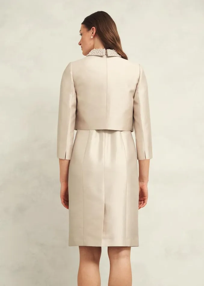 Women HOBBS Coats and Jackets Katherine Wool Silk Jacket Oyster