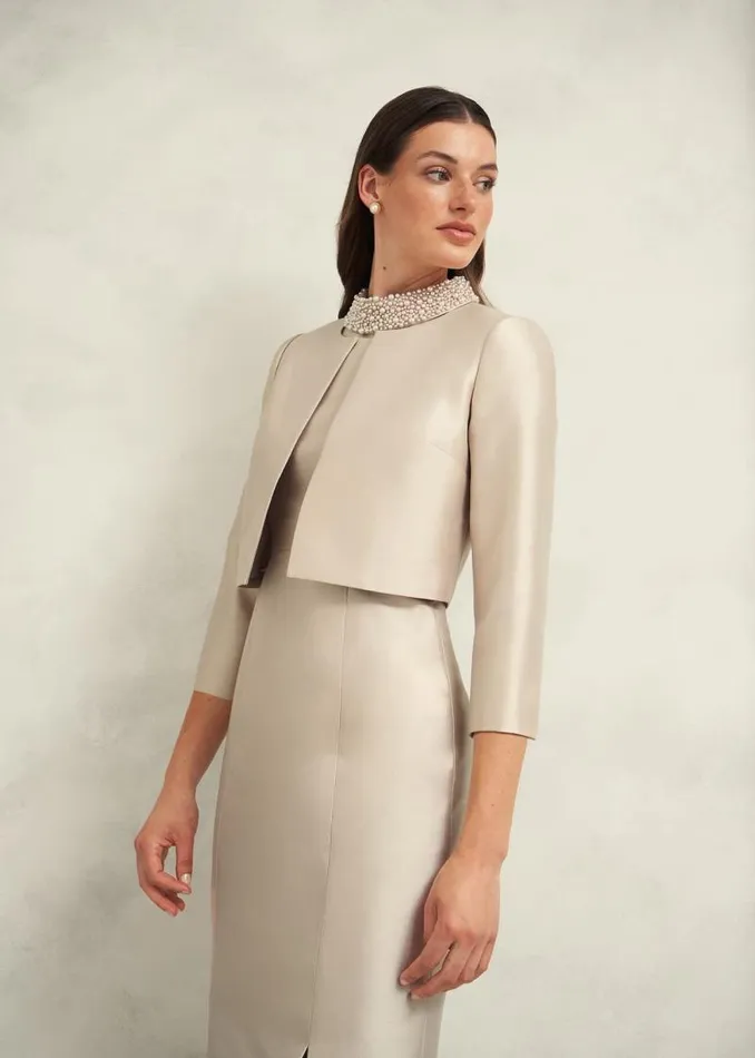 Women HOBBS Coats and Jackets Katherine Wool Silk Jacket Oyster